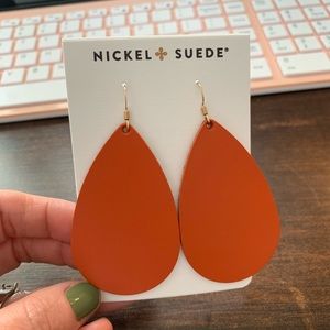 Nickel + Suede Select Orange Medium tear drop